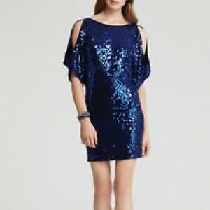 Aqua blue sequin dress with sleeves
